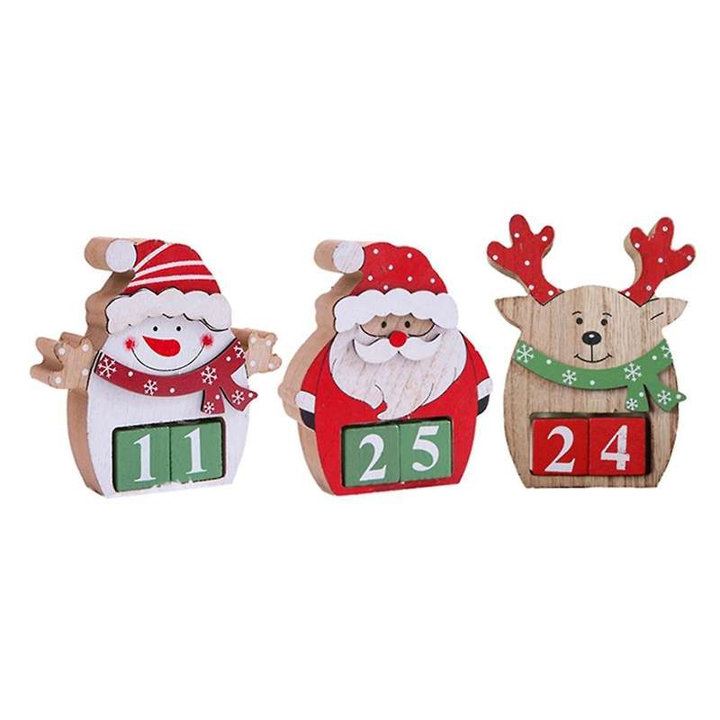 3pcs Perpetual Calendar Cube Christmas Countdown Block Desktop -decor Table Decor Ornament Decorate