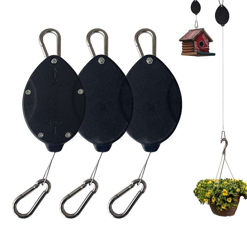 3PCS Plant Pulleys for Hanging Plants,Auto Raise and Pull Down,Heavy Duty Retractable Plant Hangers,