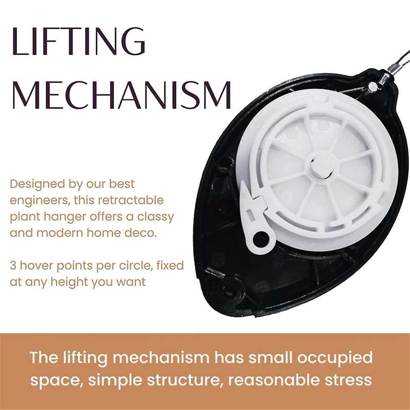 3PCS Plant Pulleys for Hanging Plants,Auto Raise and Pull Down,Heavy Duty Retractable Plant Hangers,