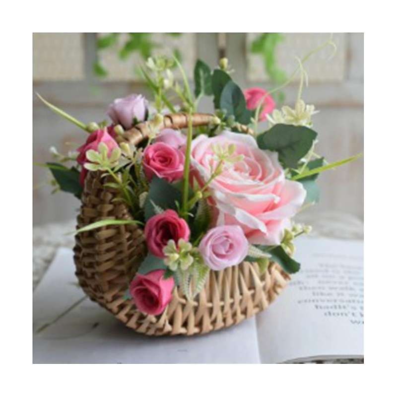 3pcs Rattan Basket Half Moon Wicker Basket Willow Straw Basket Woven Basket with Handle Wedding Flow