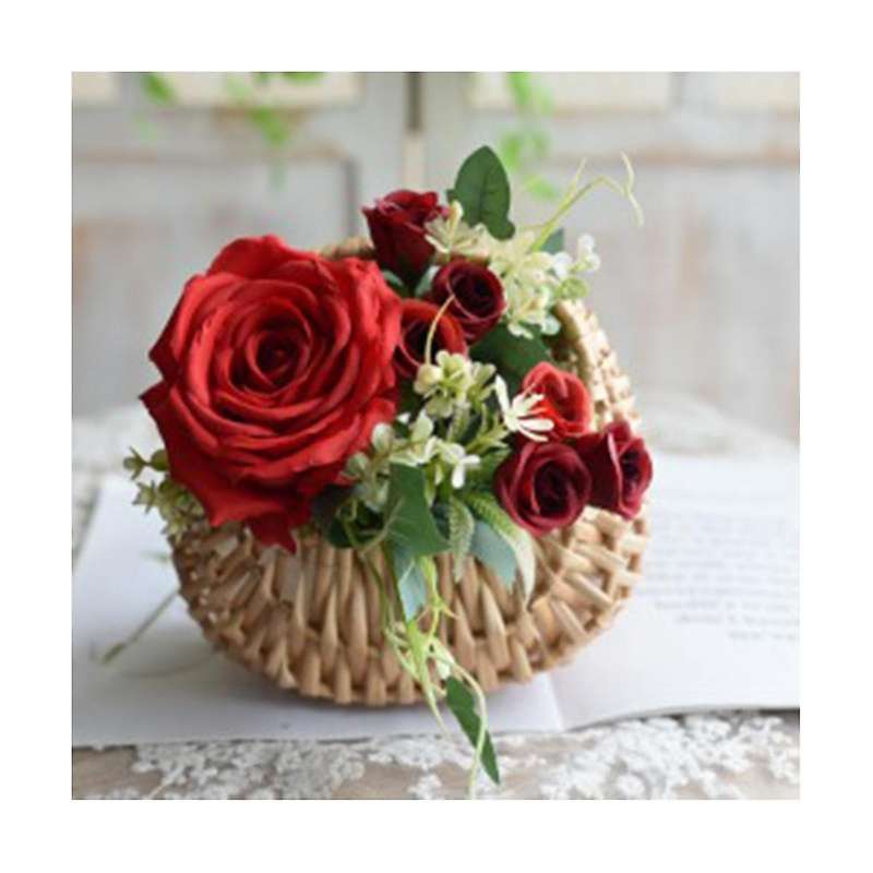 3pcs Rattan Basket Half Moon Wicker Basket Willow Straw Basket Woven Basket with Handle Wedding Flow