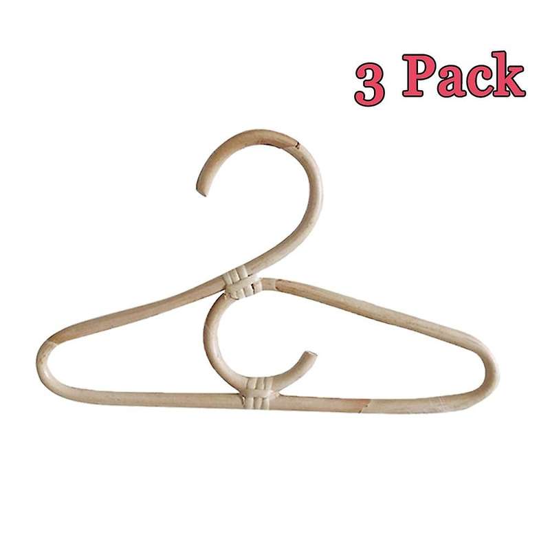 3pcs Rattan Clothes Hanger Style Kids Garments Organizer Rack Children Hanger Kids Room Decoration