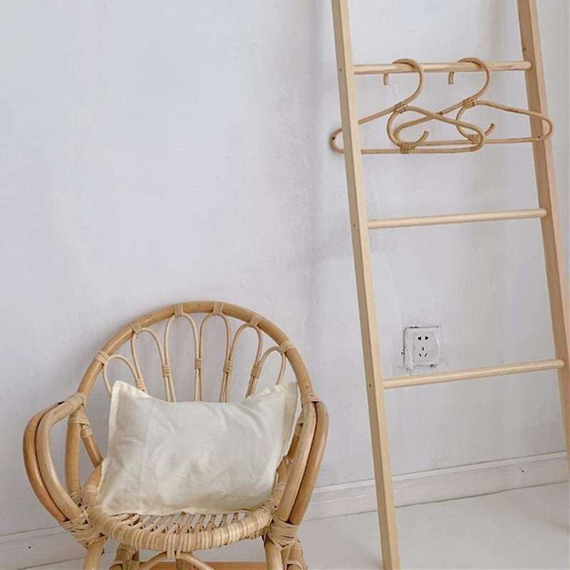 3pcs Rattan Clothes Hanger Style Kids Garments Organizer Rack Children Hanger Kids Room Decoration