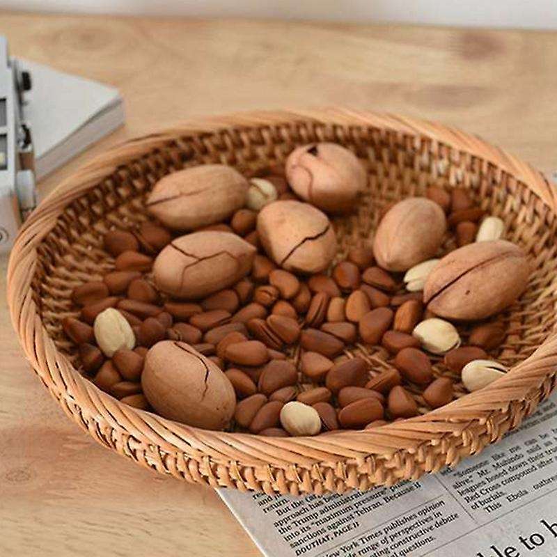 3PCS Rattan Woven Round Fruit Basket Woven Storage Basket Dim Sum Basket Living Room Bedroom Desktop