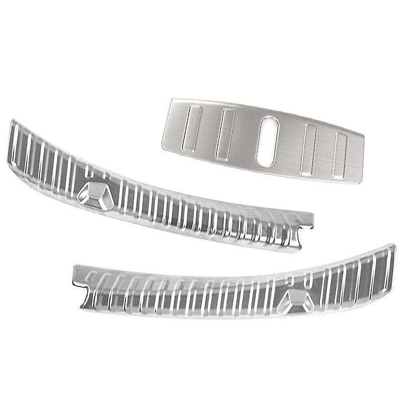 3Pcs Rear Trunk Bumper Frunk Bumper Protector Guard Stainless Steel Silver Alloy for