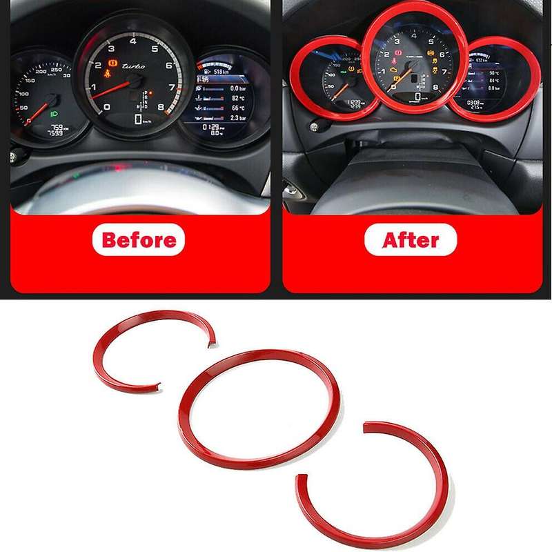 3Pcs Red Dashboard Decorative Ring Cover Trim for  2014-2020