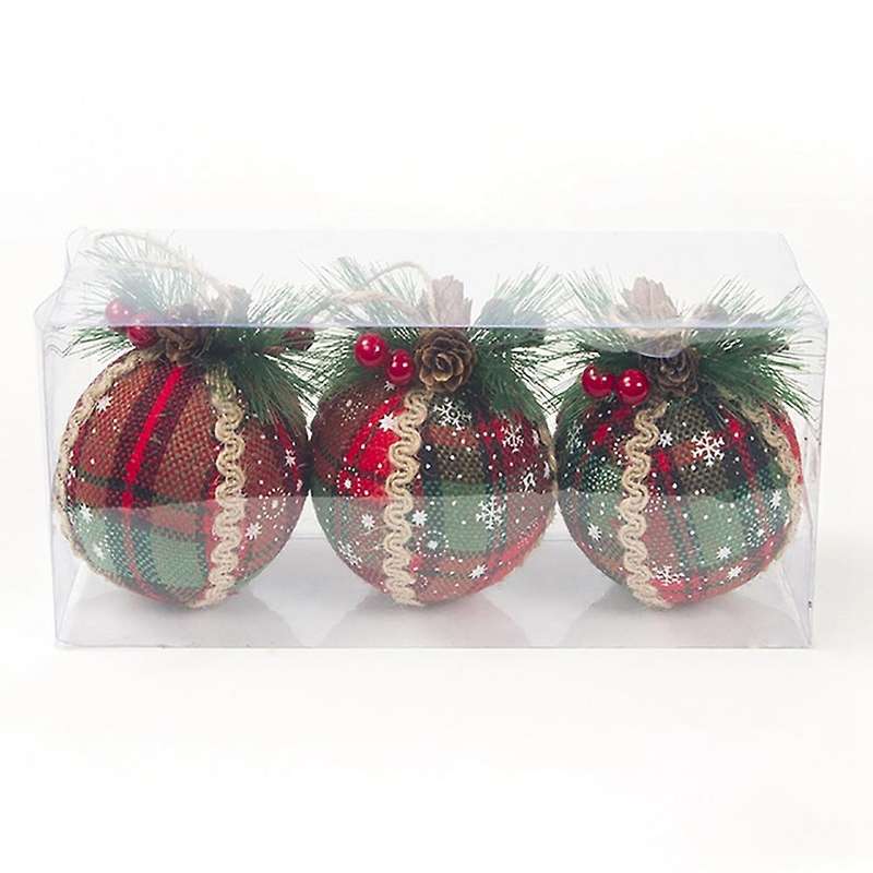 3Pcs Red Painted Balls Christmas Tree Ornaments Gift PVC Ball Hanging Holiday Party Decor Christmas