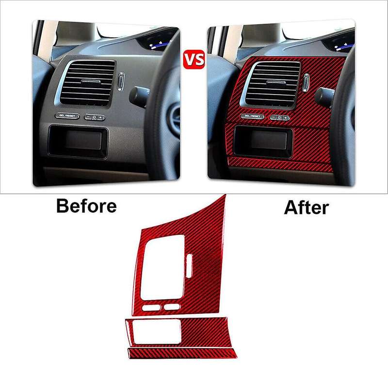 3pcs Red Carbon Fiber Driver Side Dashboard Cover Trim for 8th Gen