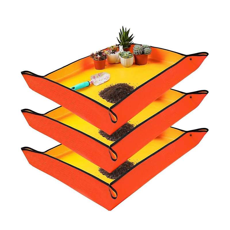 3pcs Repotting Mat for Indoor Plant Care Control Dirt Portable Potting Tray Gardening Gifts for Wome