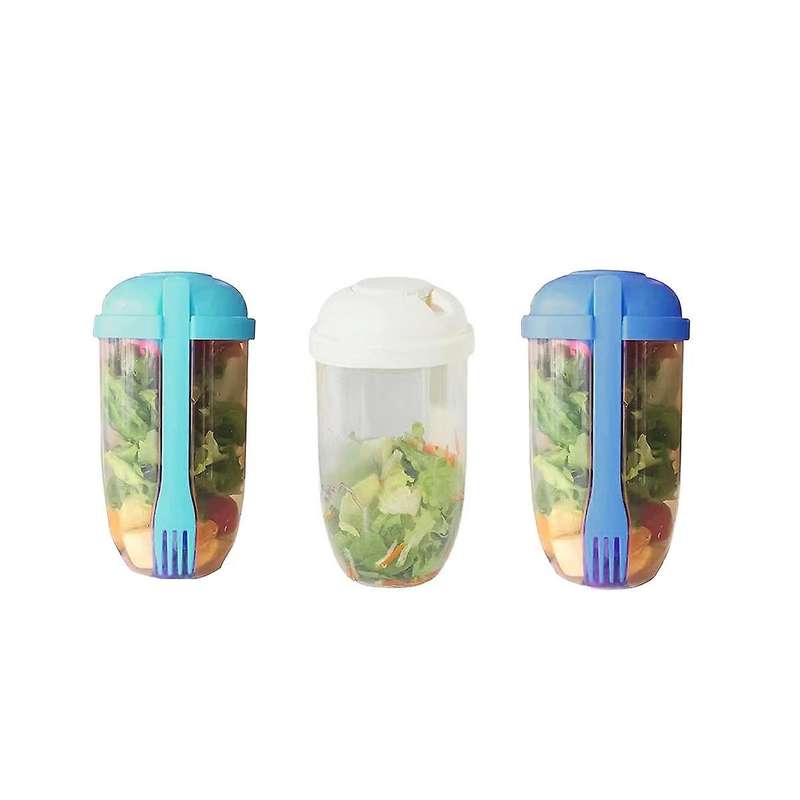 3pcs Salad Meal Shaker Cup,33.8 Oz Salad Cup with Fork and Salad Dressing Holder, Salad to Go Conta