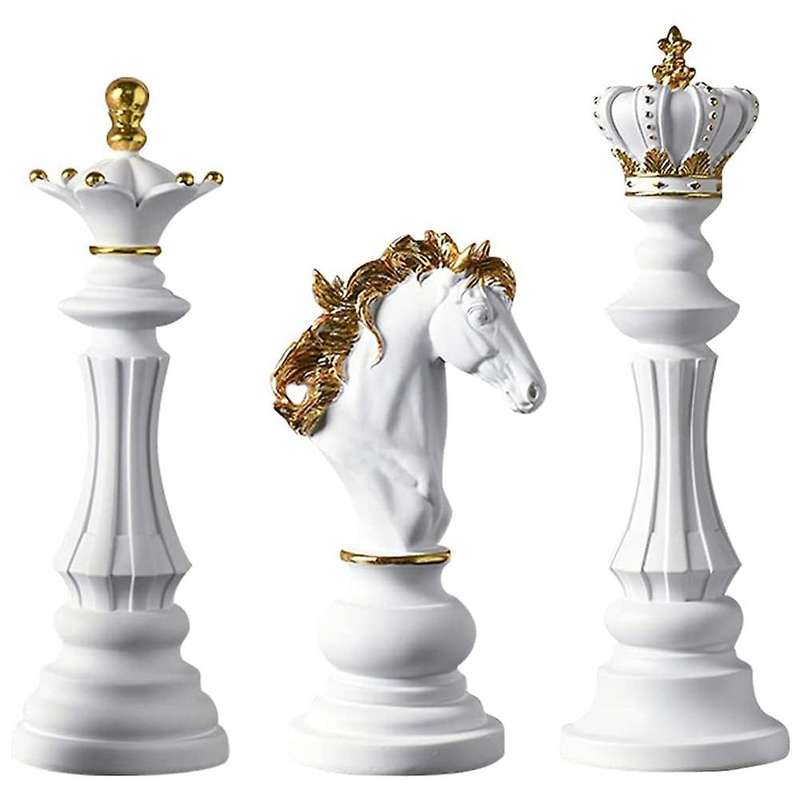 3Pcs Resin Chess Pieces Accessories Retro Aesthetic Room Decor for Interior Home Decor Chessmen Scul