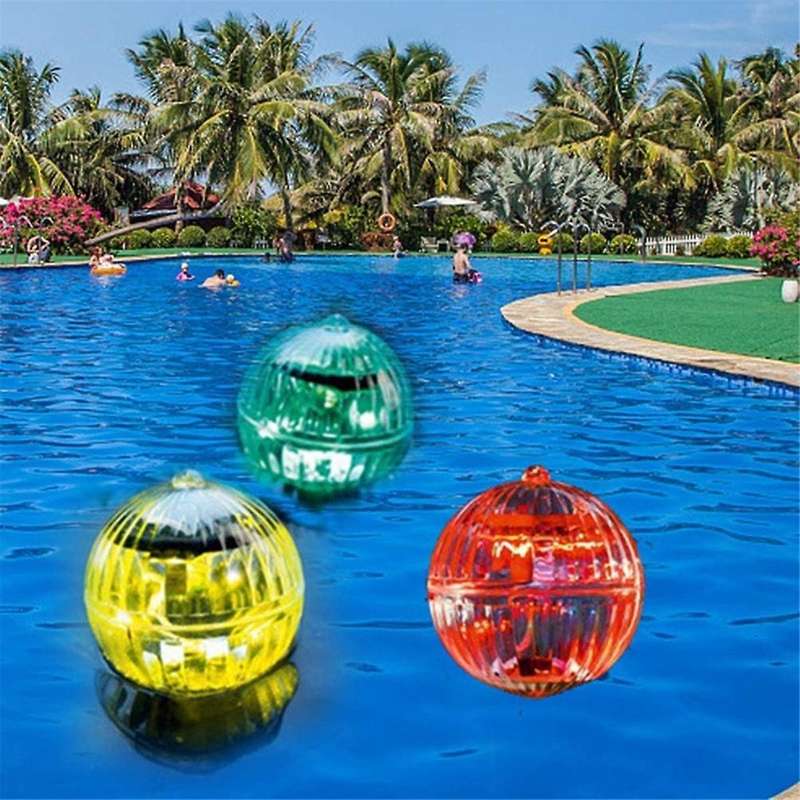 3PCS Solar Floating Pool Light, Waterproof LED Color Changing Solar Pond Lights Water Floating Light