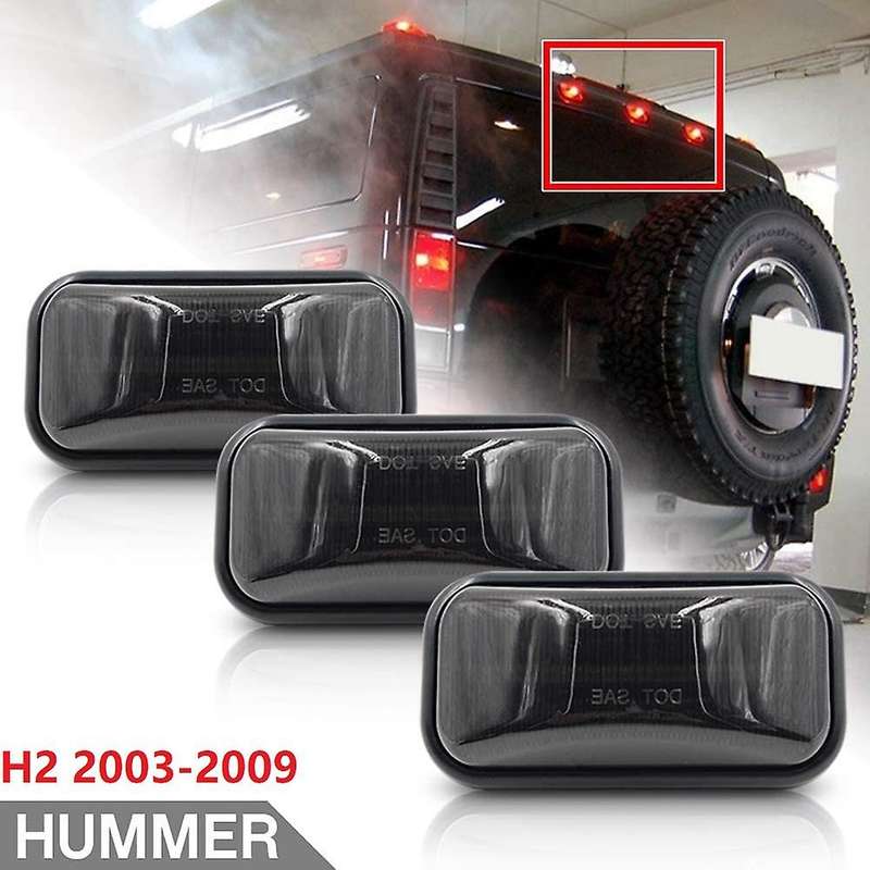 3Pcs Smoked LED Rear Red Cab Roof Marker Light for H2 2003-2009 / 2005-2009