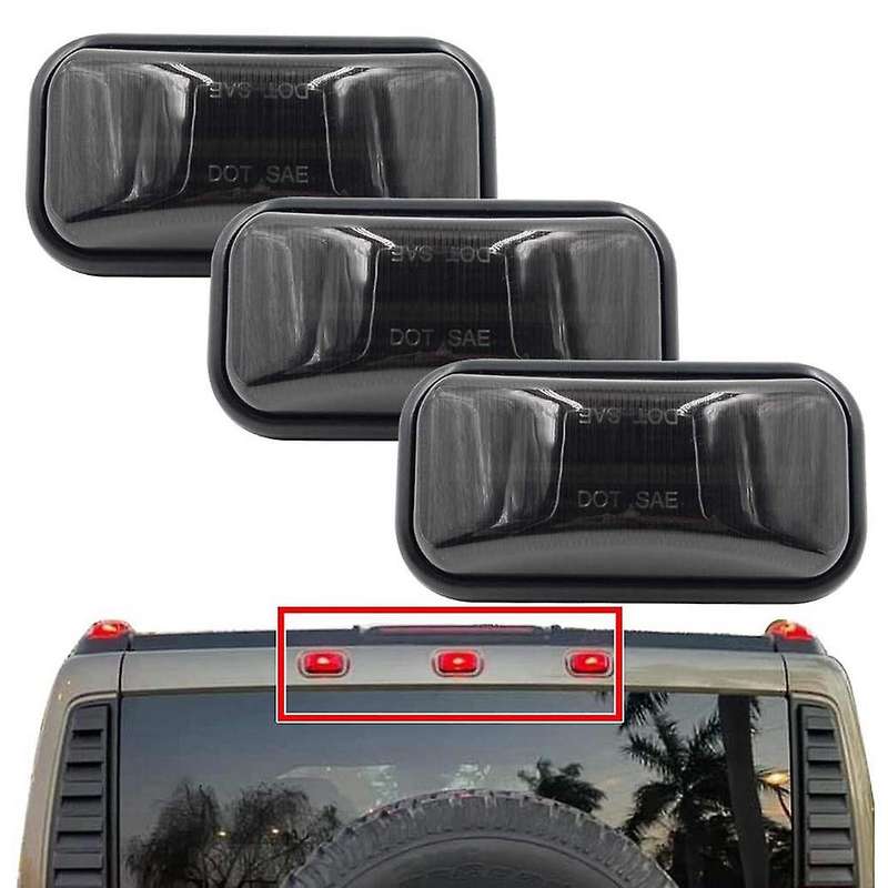 3Pcs Smoked LED Rear Red Cab Roof Marker Light for H2 2003-2009 / 2005-2009