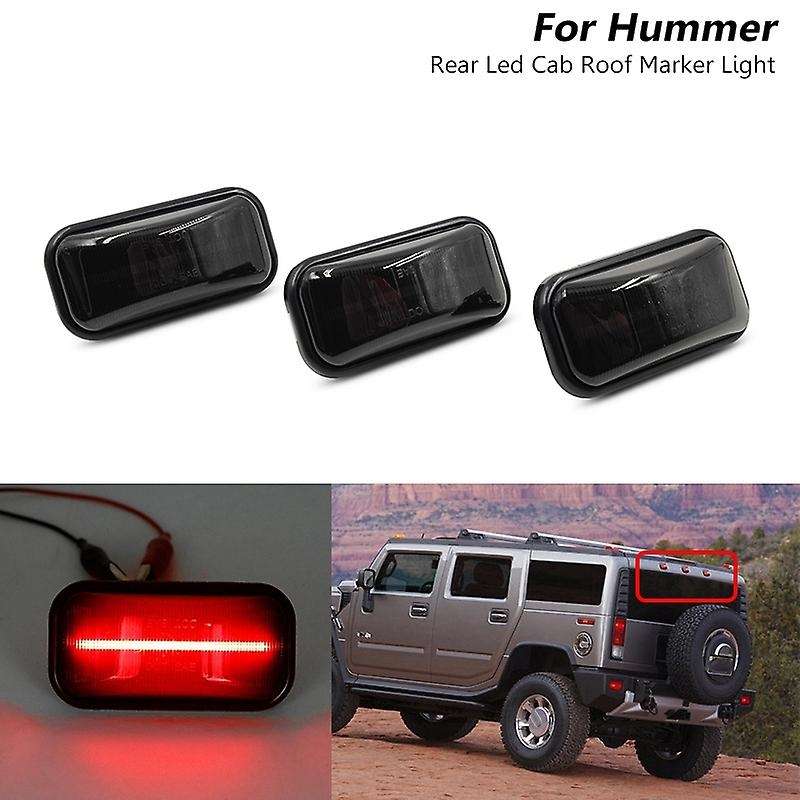 3Pcs Smoked LED Rear Red Cab Roof Marker Light for H2 2003-2009 / 2005-2009