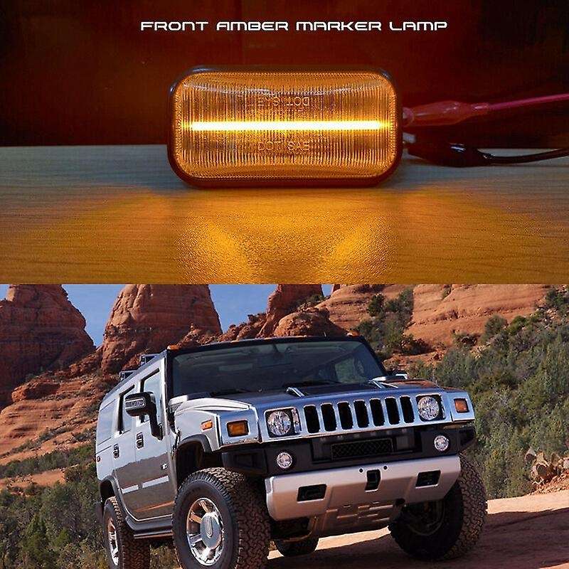 3Pcs Smoked LED Front Amber Cab Roof Marker Light for H2 2003-2009 / 2005-2009