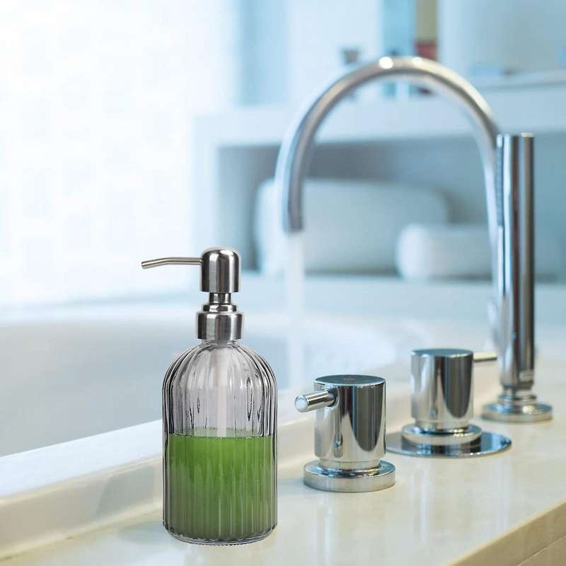 3pcs Soap Dispenser, 13.5oz Glass Soap Dispenser for Shampoo Lotion