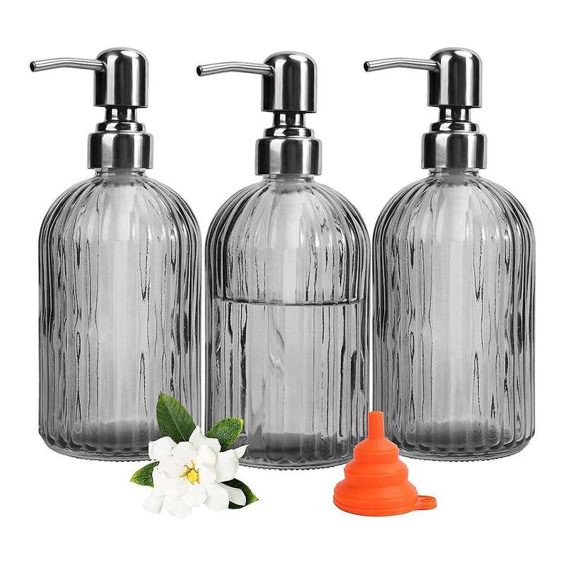 3pcs Soap Dispenser, 13.5oz Glass Soap Dispenser for Shampoo Lotion