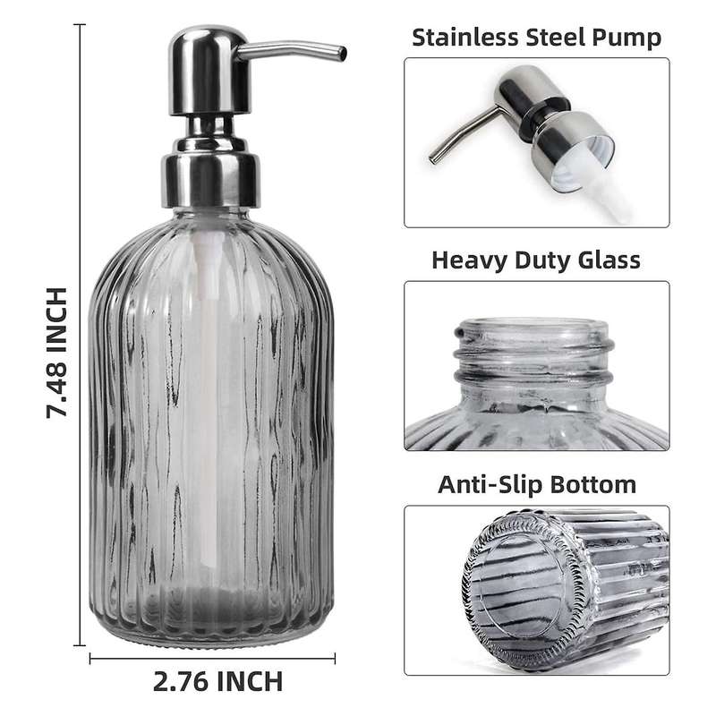 3pcs Soap Dispenser, 13.5oz Glass Soap Dispenser for Shampoo Lotion