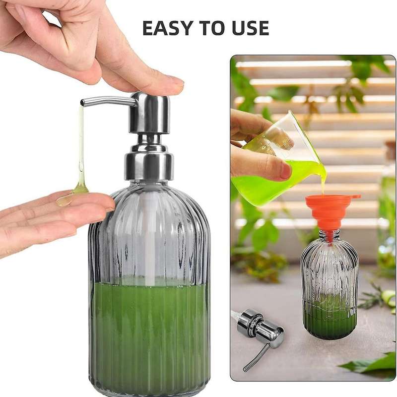 3pcs Soap Dispenser, 13.5oz Glass Soap Dispenser for Shampoo Lotion