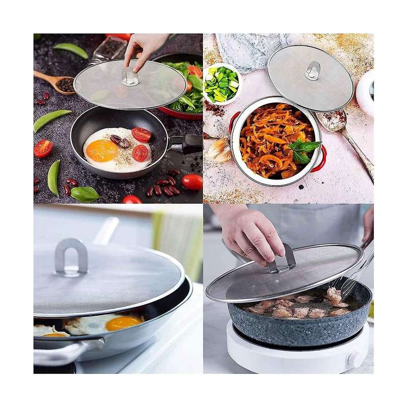 3pcs Splatter Screen for Cooking - Stainless Steel Grease Splatter for Frying Pan, No Cooking Oil M