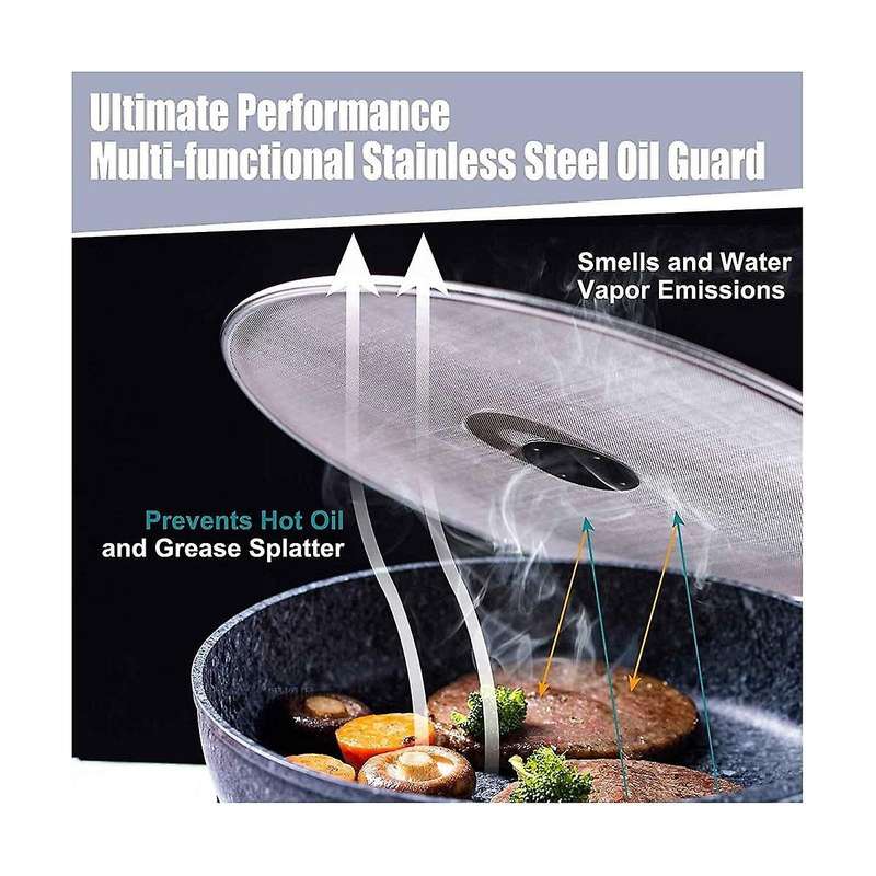 3pcs Splatter Screen for Cooking - Stainless Steel Grease Splatter for Frying Pan, No Cooking Oil M