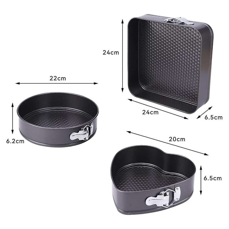 3Pcs Springform Cake Pan Non-Stick Cheese Cake Pan, Removable Bottom Leakproof Cake Pan for Baking E