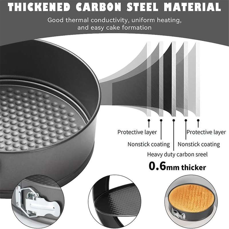 3Pcs Springform Cake Pan Non-Stick Cheese Cake Pan, Removable Bottom Leakproof Cake Pan for Baking E