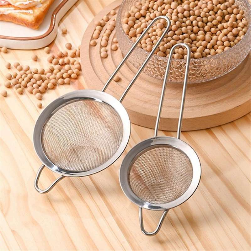 3pcs Stainless Steel Fine Mesh Food Filter for Baking Sifting Flour Sieve Juicing Soybean Baking Kit