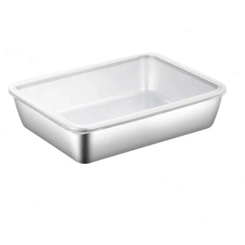 3pcs Stainless Steel Food Storage Serving Trays Dish with Cover Home Kitchen Organizer Food Containe