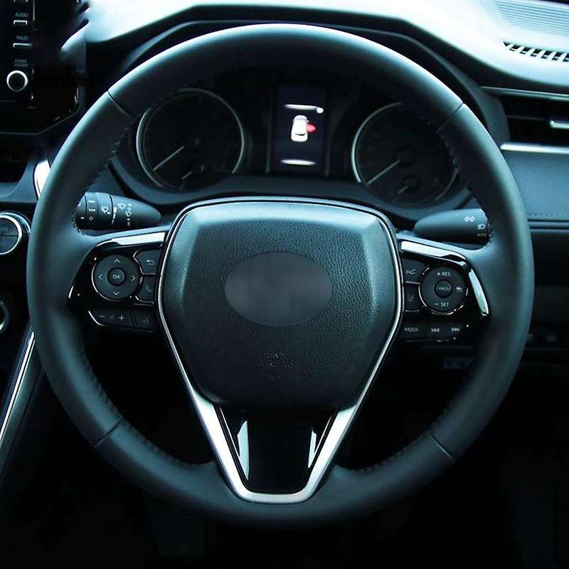 3Pcs Steering Wheel Panel Cover Bezel Trim Cover Interior Accessories for Venza XU80 2020 2021 Black