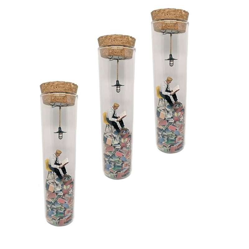 3pcs Test Tube Perspective Drawing, Abstract Art Figurine Glass Sculptures with Night Light,home De