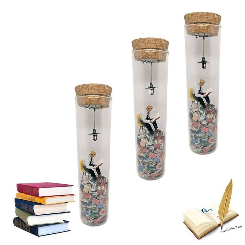 3pcs Test Tube Perspective Drawing, Abstract Art Figurine Glass Sculptures with Night Light,home De