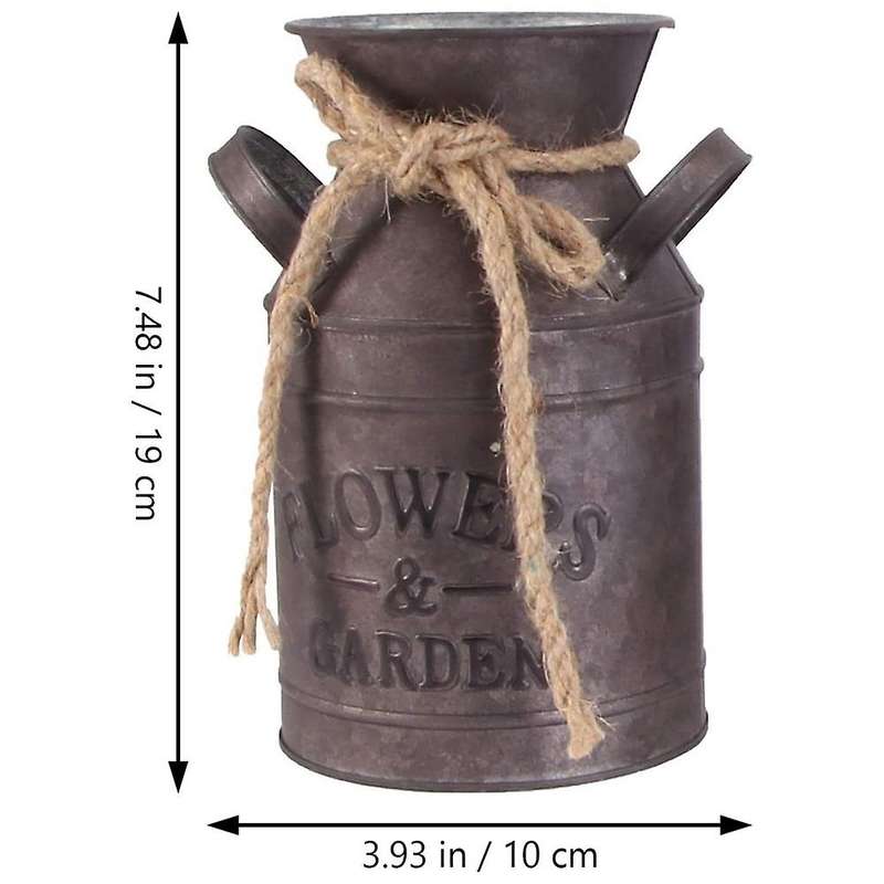 3PCS Vintage Flower Vase Iron Flower Pot Milk Jug Country House Style Decorative Vase Rustic Flower