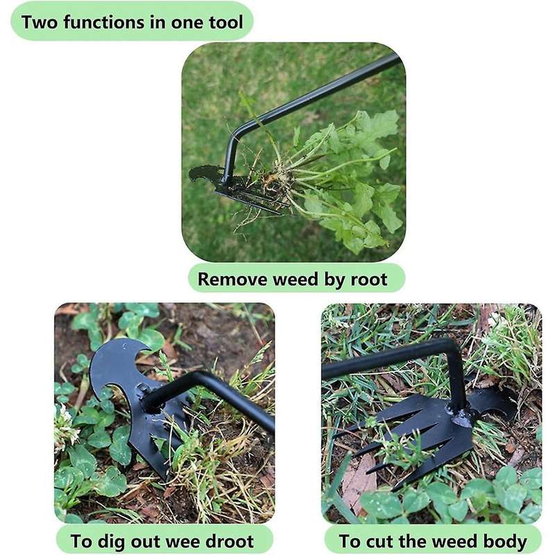 3Pcs Weed Puller Tool,Weeding Artifact Uprooting Removal Tool,4 Teethes Dual Purpose Manual Weeders