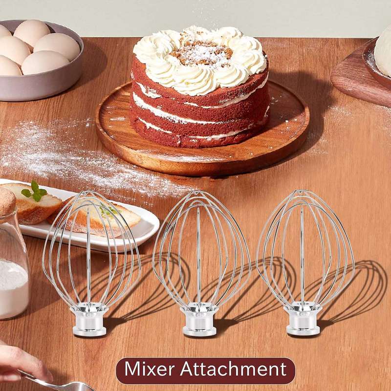 3pcs Whisk Replacement Attachment for Tilt-head Stand Mixer, K45ww Wire Whip Beater for Egg Heavy C