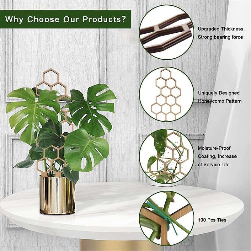 3pcs Wooden Honeycomb Plant Climbing Stand Lattice Climbing Plant Stand Horticultural Potting Stand