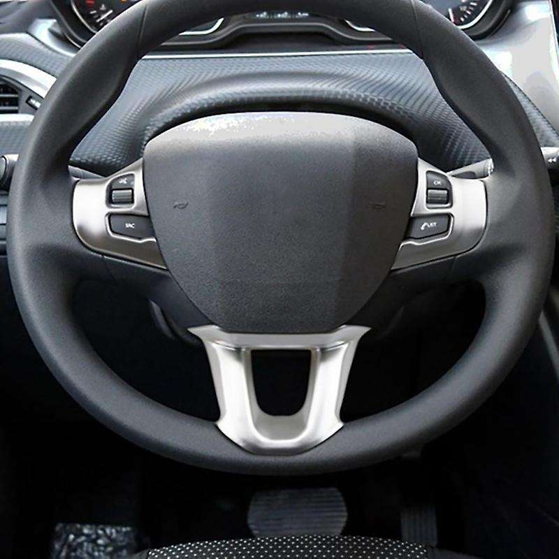 3Pcs/Set Car Steering Wheel Decoration Cover Trim Sticker Fit for 2008 208 308 2014-2018 Matte Silve