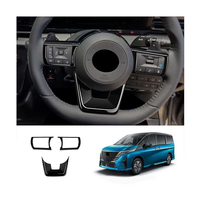 3pcs/set Gloss Black Car Steering Wheel Decoration Cover Sticker for C28 2022 2023