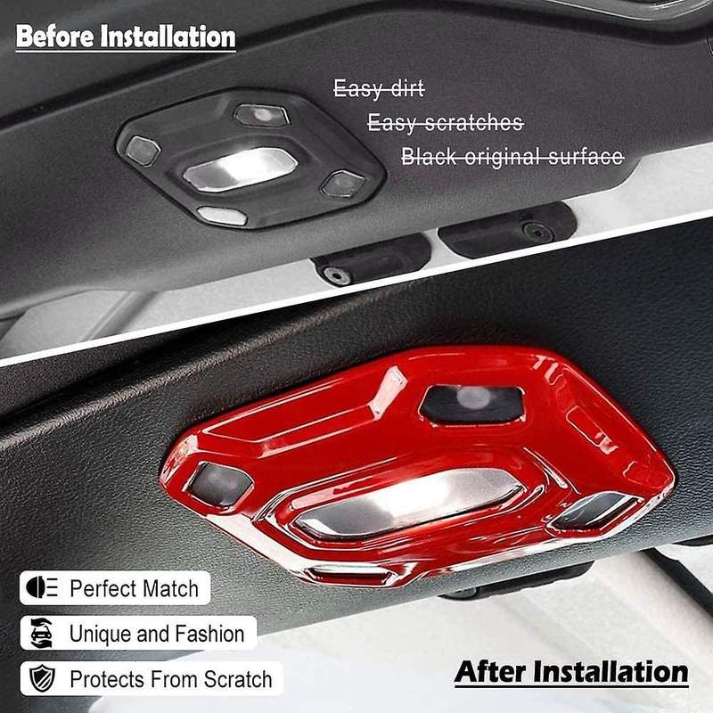 3Pcs/Set Front Middle Rear Reading Light Panel Cover Trims for 2018-2021 JL JLU & JT (Red)