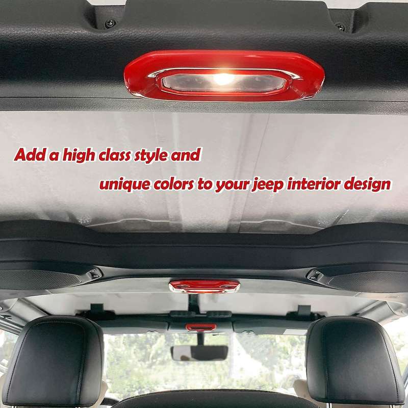 3Pcs/Set Front Middle Rear Reading Light Panel Cover Trims for 2018-2021 JL JLU & JT (Red)