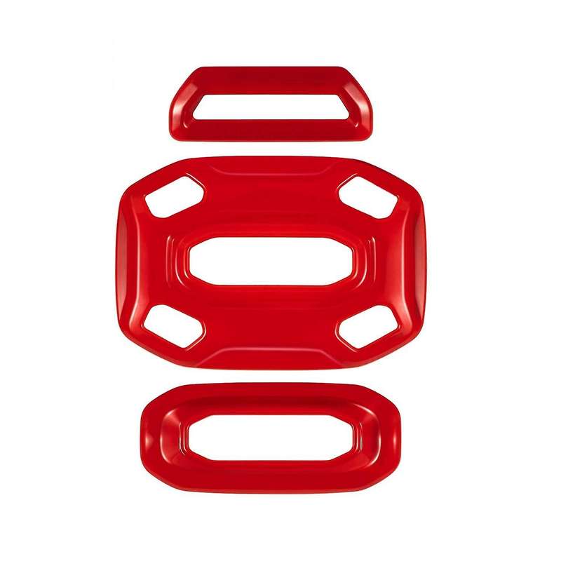 3Pcs/Set Front Middle Rear Reading Light Panel Cover Trims for 2018-2021 JL JLU & JT (Red)