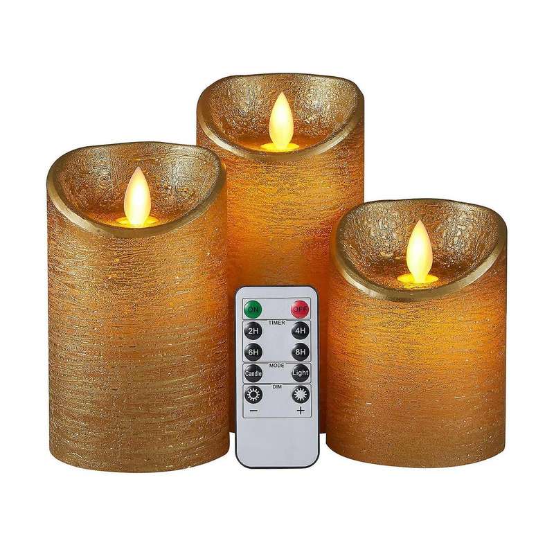 3Pcs/Set LED Flameless Candle Lights Remote Flickering Candles Battery Powered for Home Wedding Birt