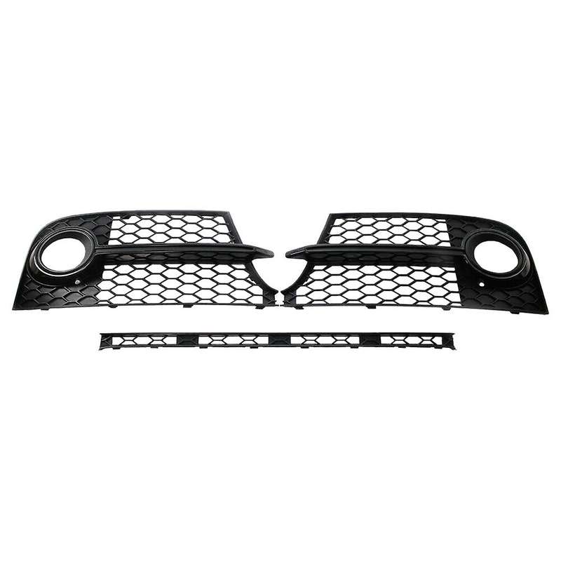 3PCS/Set Front Lower Grille + Fog Light Grill for  TTS MK2 2011-2014
