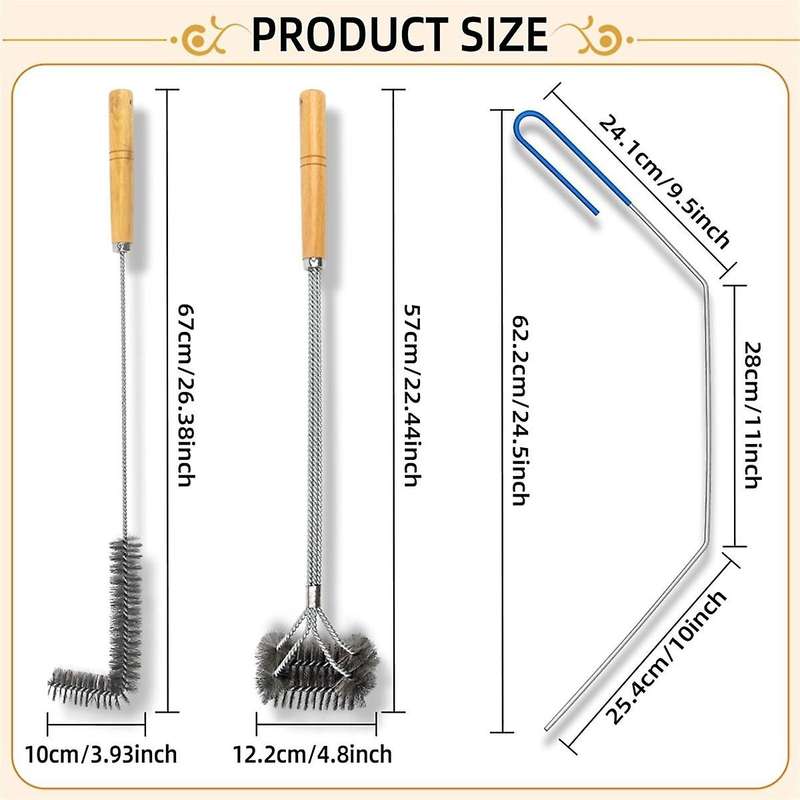 3Pieces Fryer Cleaning Tools,Stainless Steel Deep Fryer Cleaning Tools,Basket Fryer Brush,Air Fryer