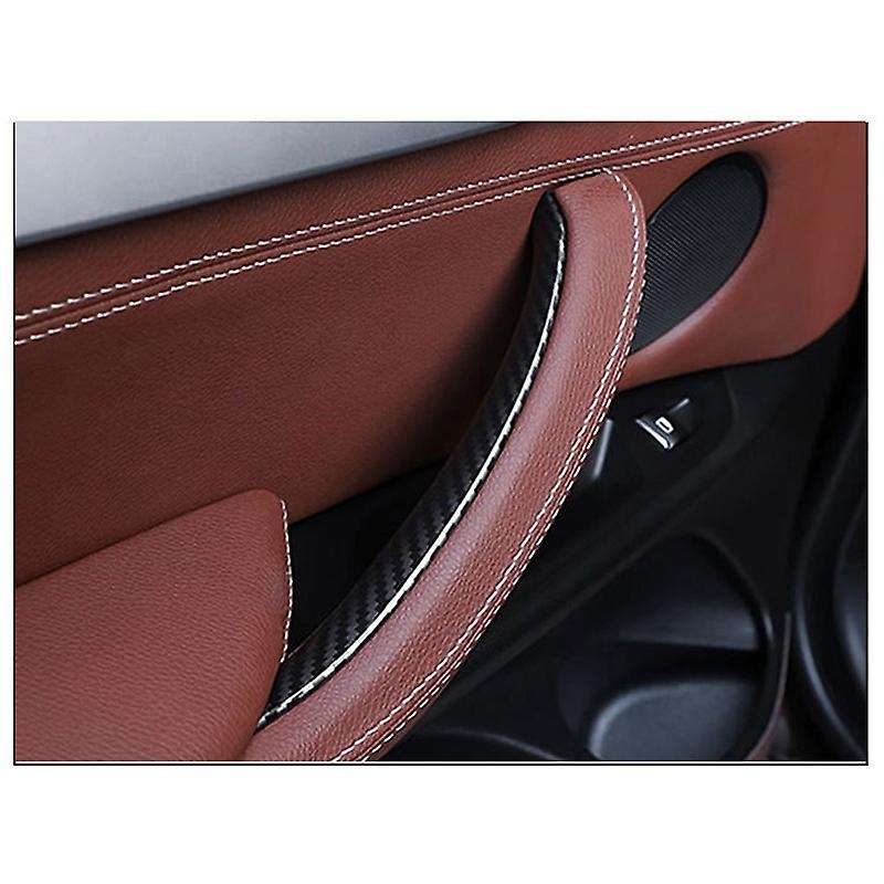 3PCS/Set RHD Inner Door Pull Handle Trim Cover Carbon Fiber Pattern Car Interior for - X5 X6 F15 F16