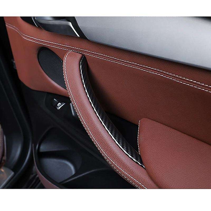 3PCS/Set RHD Inner Door Pull Handle Trim Cover Carbon Fiber Pattern Car Interior for - X5 X6 F15 F16