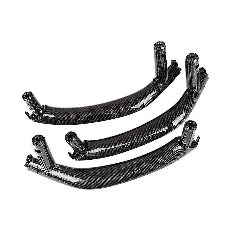 3PCS/Set RHD Inner Door Pull Handle Trim Cover Carbon Fiber Pattern Car Interior for - X5 X6 F15 F16