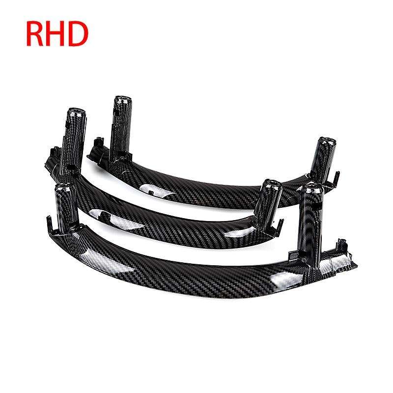 3PCS/Set RHD Inner Door Pull Handle Trim Cover Carbon Fiber Pattern Car Interior for - X5 X6 F15 F16