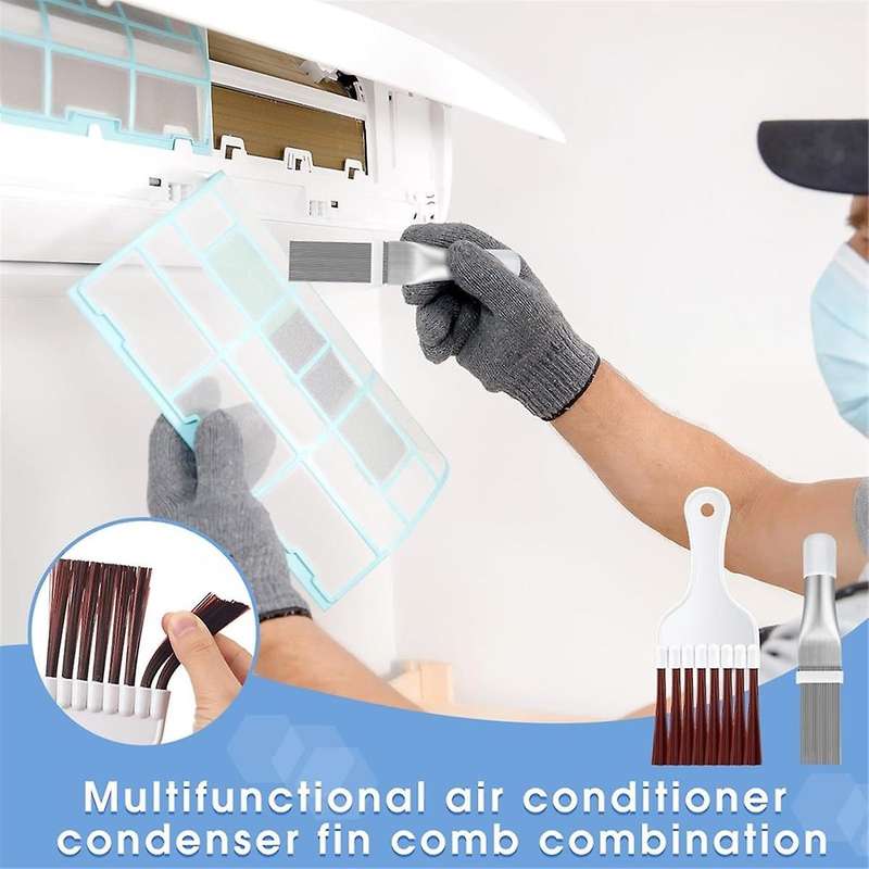 3-Piece Set of Air Conditioner Condenser Cleaning Brush, Air Conditioner Fin Cleaner, Refrigerator C